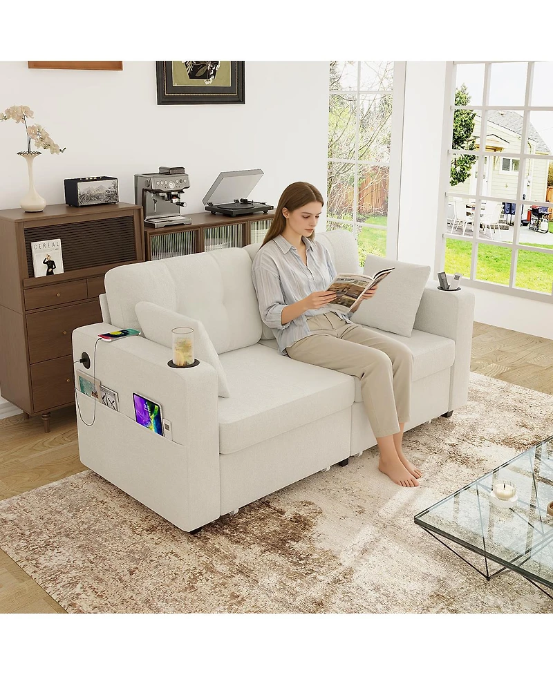 Streamdale Furniture Modern 3-Seat Chenille Sofa with Usb and Storage