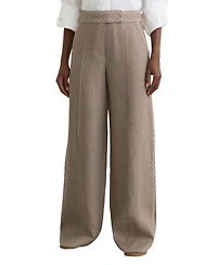 Reiss Women's Linen Wave-Trim Wide-Leg Pants