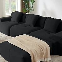 Streamdale Furniture Modern L-Shaped Corduroy Sectional Sofa with Movable Ottoman