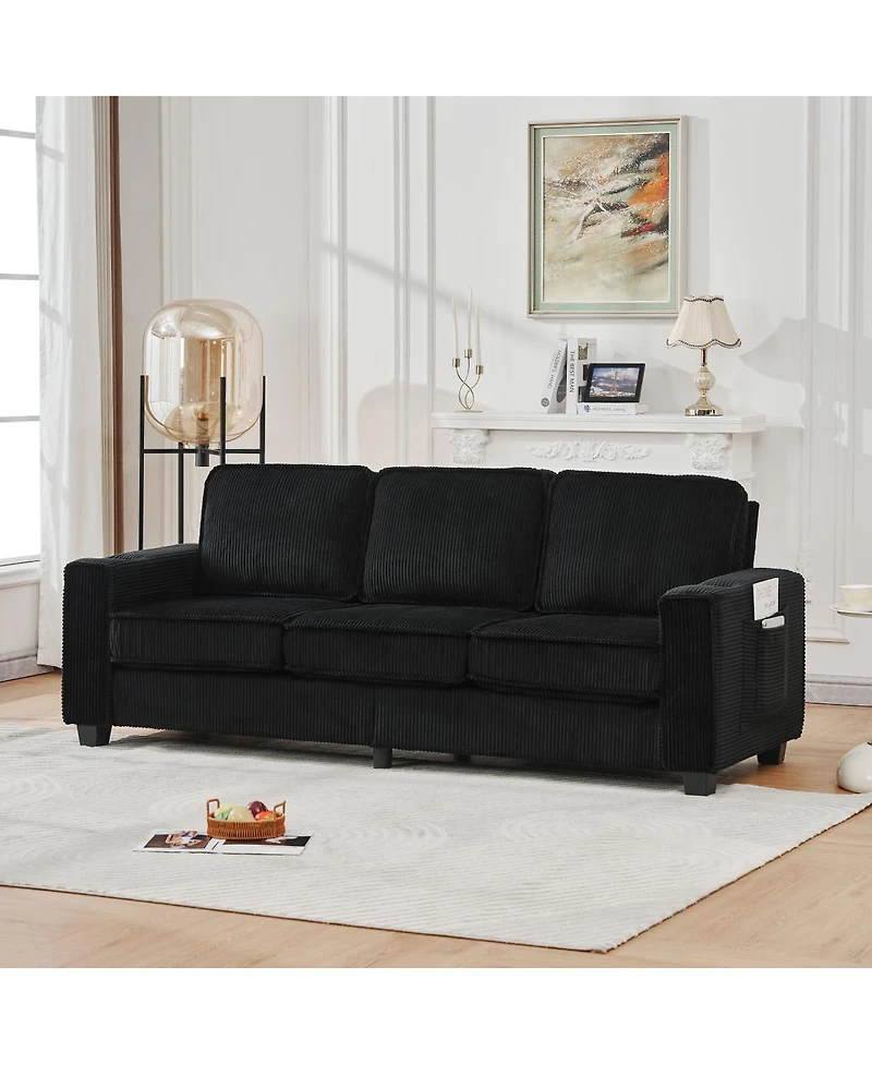 Streamdale Furniture Corduroy three-seater sofa, modern compact, living room/study/bedroom/office