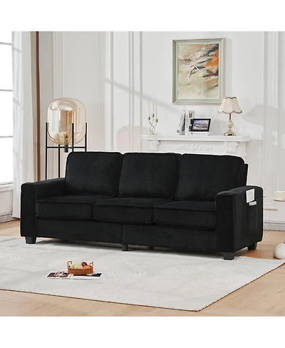 Streamdale Furniture Corduroy three-seater sofa, modern compact, living room/study/bedroom/office