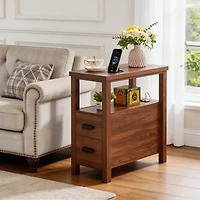 Streamdale Furniture Rustic End Table Charging Station and 2 Drawers