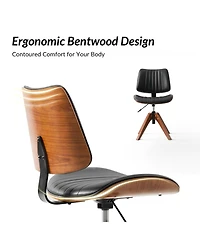 Hulala Home Kalene Mid-century Modern Rotating Lifting Office Chair with Solid Wood Legs
