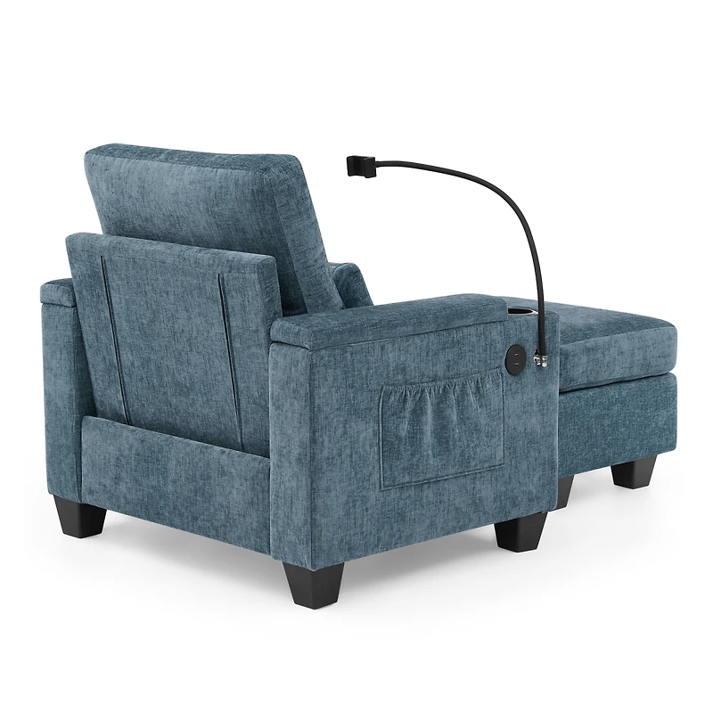 Streamdale Furniture Recliner Sofa with Ottoman, Usb, Phone Stand, Storage