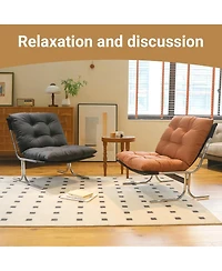 Streamdale Furniture Modern Leather Armchair with Metal Legs