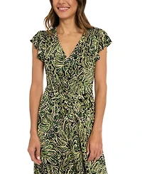 London Times Women's V-Neck Maxi Dress