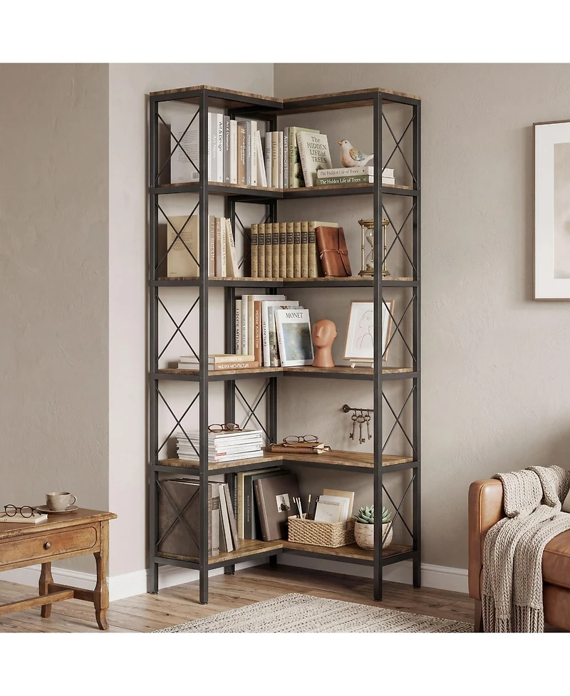 Homcom L-Shaped Bookshelf, 5-Tier Corner Bookcase