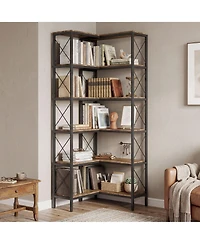 Homcom L-Shaped Bookshelf, 5-Tier Corner Bookcase