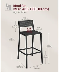 Slickblue Set of 2 Rustic Industrial Bar Stools with Ergonomic Backrest