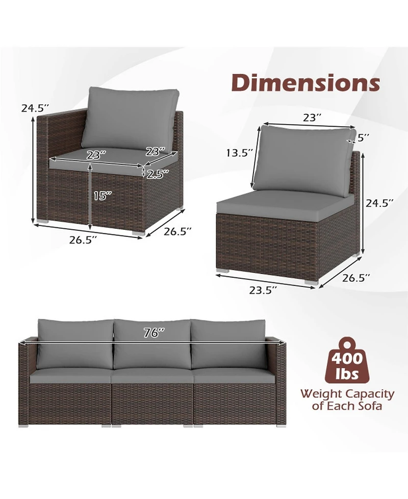 Sugift Patio Sectional Sofa Set with Soft Cushions
