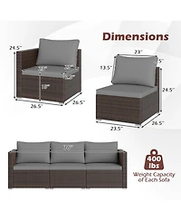 Sugift Patio Sectional Sofa Set with Soft Cushions