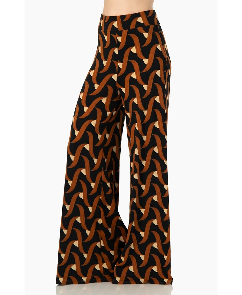 Ivonne Women's Geometric Strech Wide Pants