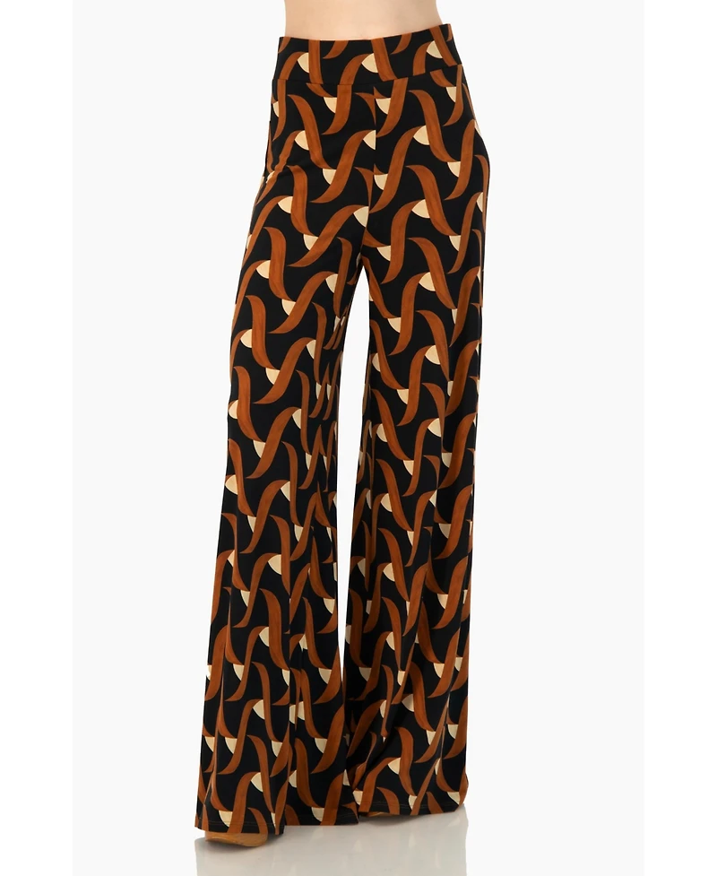 Ivonne Women's Geometric Strech Wide Pants