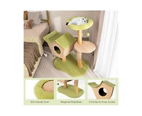 Aostirmotor 43" Wooden Cat Tree with Padded Top Perch for Indoor Cats