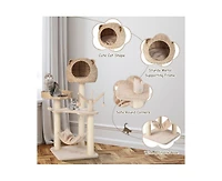 Aostirmotor Multi-Level Cat Tree with Condo, Hammock & Rotatable Hanging Balls