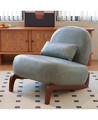 Streamdale Furniture Faux Leather Accent Chair with Solid Wood Legs