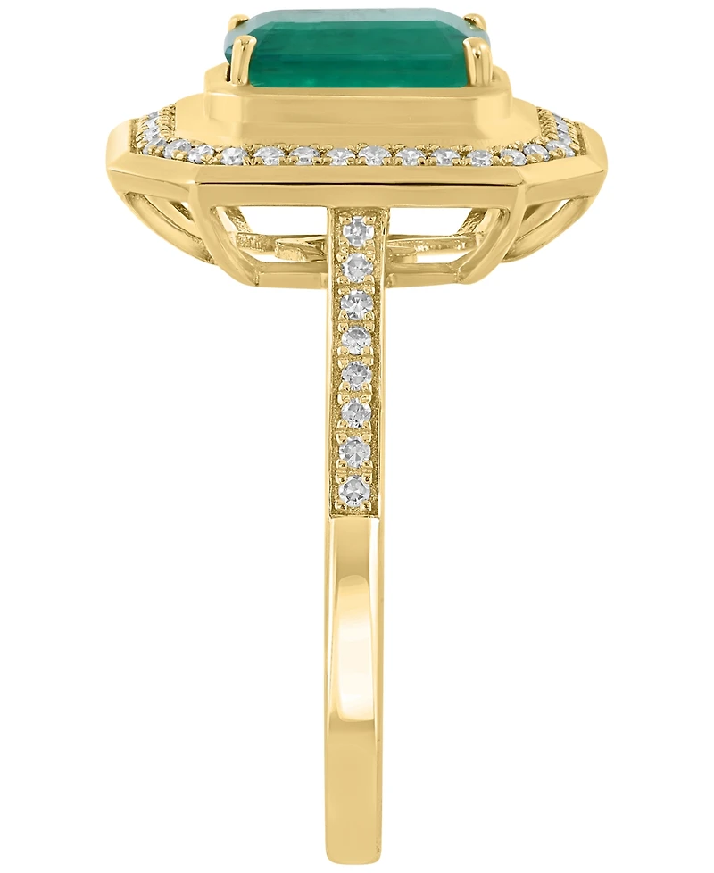 Effy Collection Emerald (1-3/8 ct. t.w.) & Diamond (1/6 ct. t.w.) Ring in 14k Yellow Gold