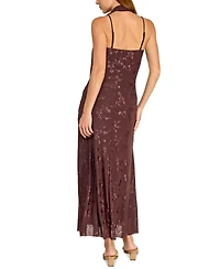 Trixxi Juniors' Jacquard Mesh Midi Dress with Scarf