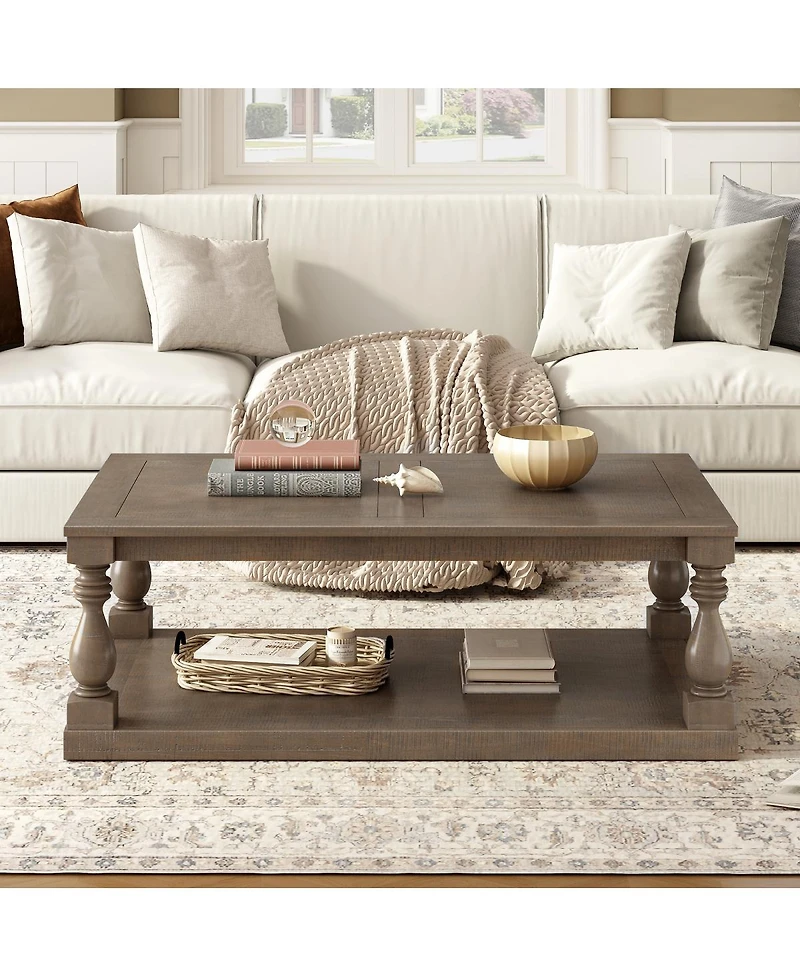 Streamdale Furniture Vintage Coffee Table with Vase Legs and Pine Veneer