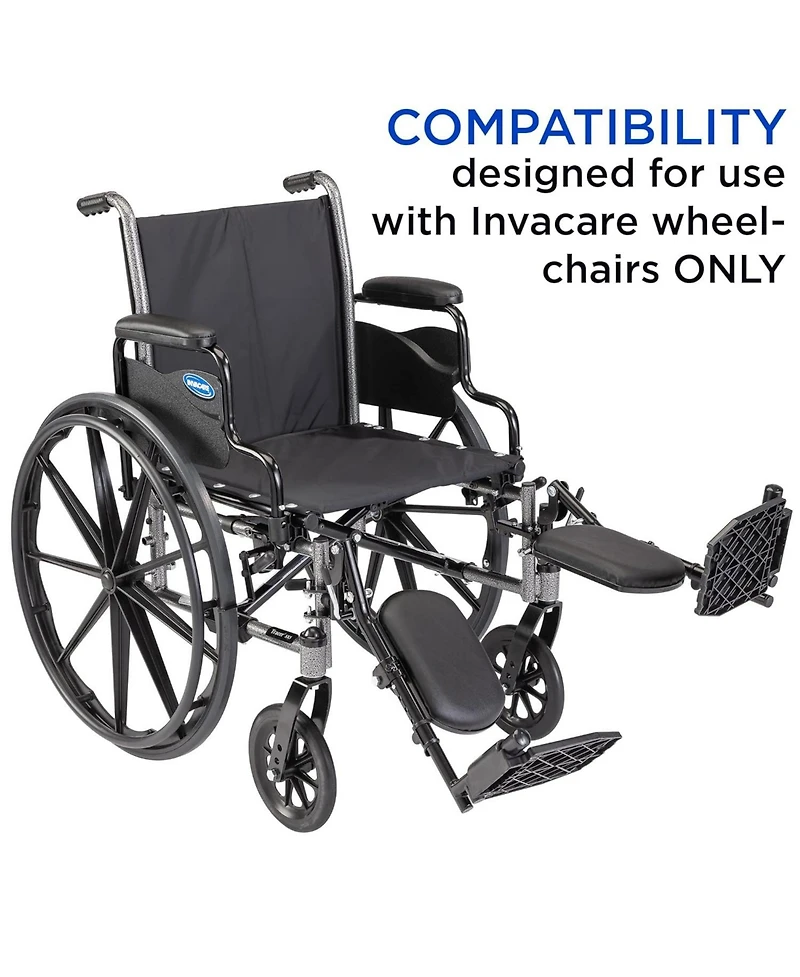 Invacare Wheelchair Elevating Legrests Padded Calf Support, Aluminum Footplates, Adjustable Length