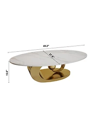 Streamdale Furniture Marble Coffee Table with Sculptural Stainless Steel Base