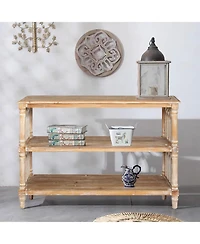 Streamdale Furniture Rustic 3-Tier Console Table with Gothic Details, 47.24" Wooden Entryway Table