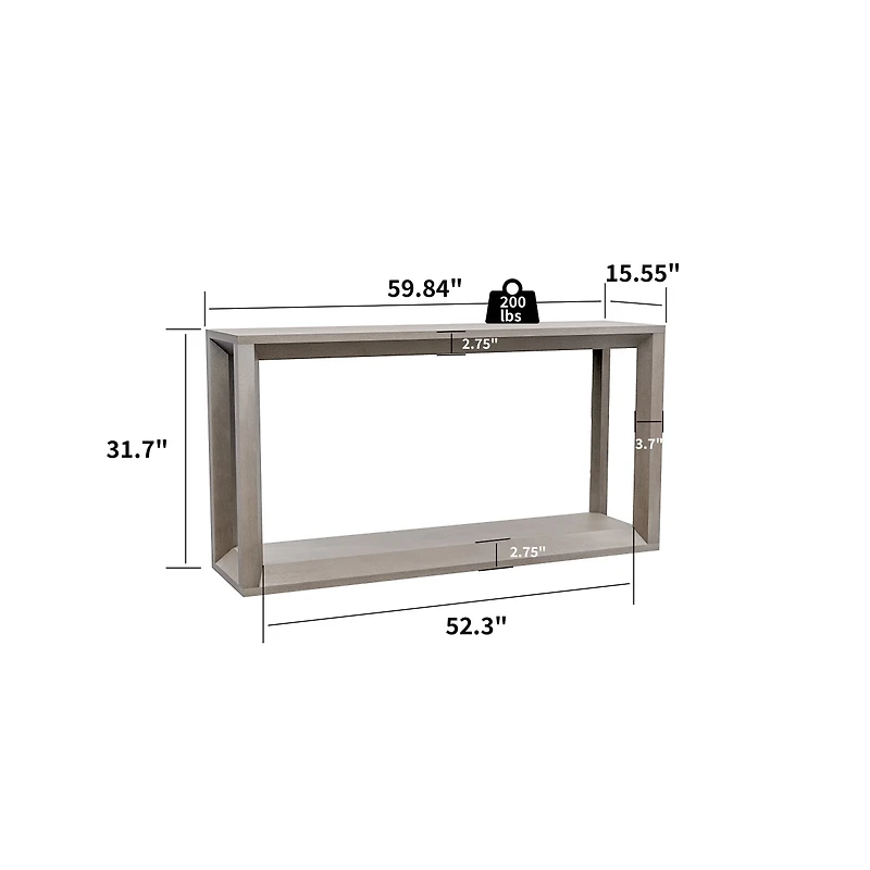 Streamdale Furniture 60" Rectangular Solid Wood Veneer Console Table, Table