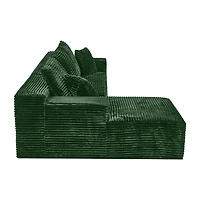 Streamdale Furniture Minimalist No-Assembly Corduroy Sectional Sofa with Chaise