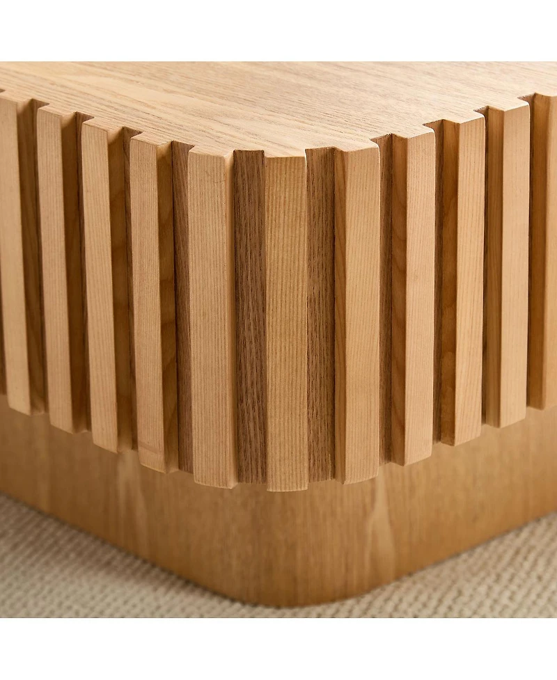 Streamdale Furniture 2PCS 31.5" Modern Handcraft Drum Coffee Table, Small Wooden Table