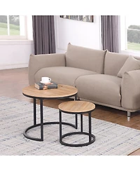Streamdale Furniture Round Nesting Accent Coffee Table Modern Industrial