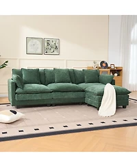 Streamdale Furniture 3 Seat Fabric Storage Ottoman L Shaped Sectional Couch with Footrest