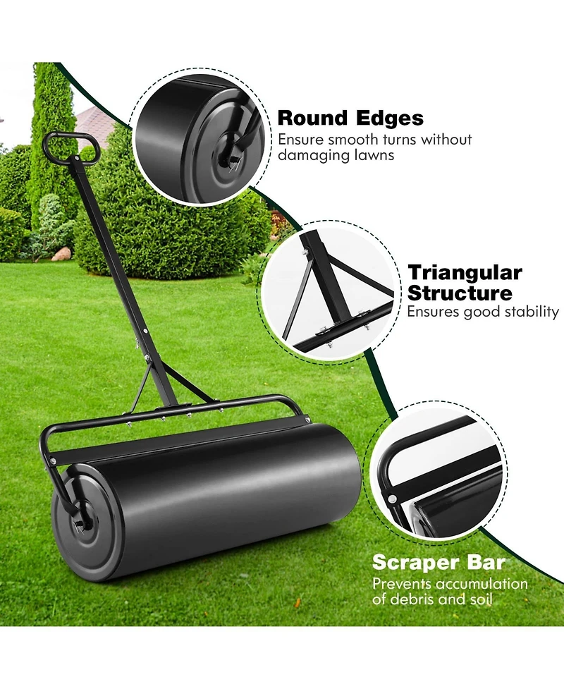 Mecale Metal Lawn Roller with Detachable Gripping Handle