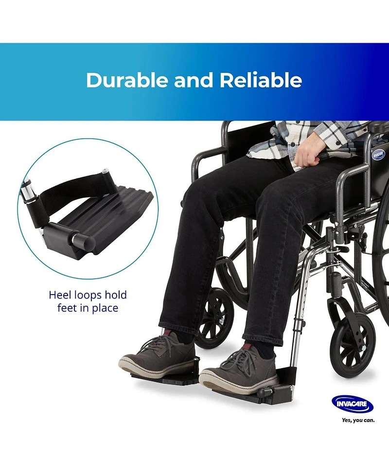Invacare Wheelchair Legrest with Heel Loops, Swing Away Design and Flip Up Composite Footplate