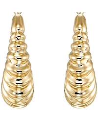 Italian Gold Polished Shrimp Texture Hoop Earrings in 10k Yellow Gold