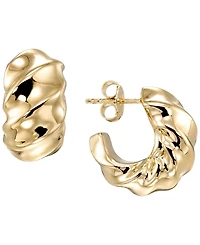 Italian Gold Shrimp C Shape Hoop Earrings in 10k Yellow Gold