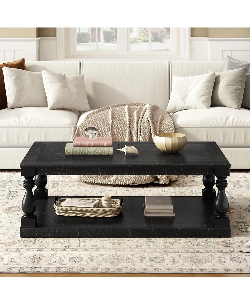 Streamdale Furniture Vintage Coffee Table with Vase Legs and Pine Veneer