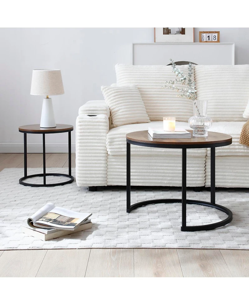 Streamdale Furniture 2-Pc Nesting Coffee/End Tables w/ Metal Frame