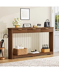 Streamdale Furniture Walnut Wavy Storage Table with Drawers