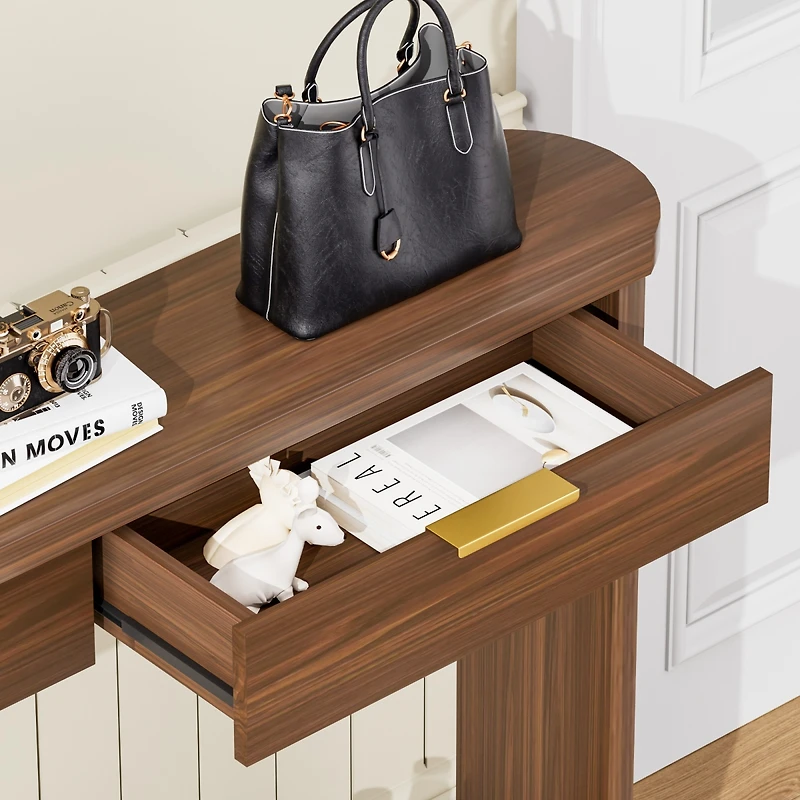 Streamdale Furniture Walnut Wavy Storage Table with Drawers