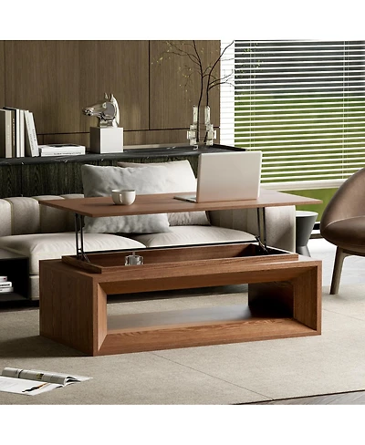 Streamdale Furniture Walnut Lift-Top Coffee Table with Storage and Adjustable Height