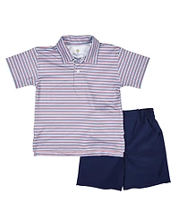 Florence Eiseman Little Boys Stripe Print Performance Knit Polo