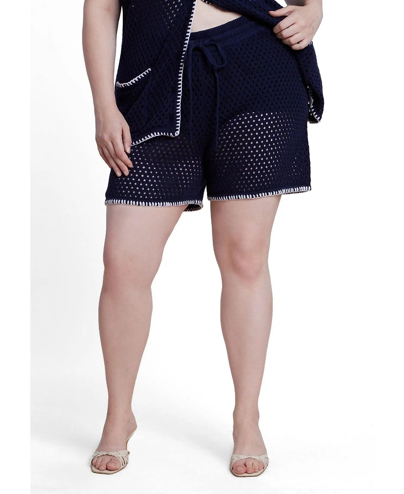 Eloquii Women's Plus Crochet Knitted Short