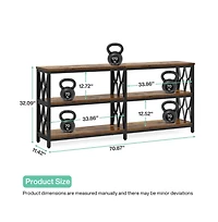 Slickblue Industrial Console Table with 3 Storage Shelves for Living Room and Foyer Use-Rustic Brown