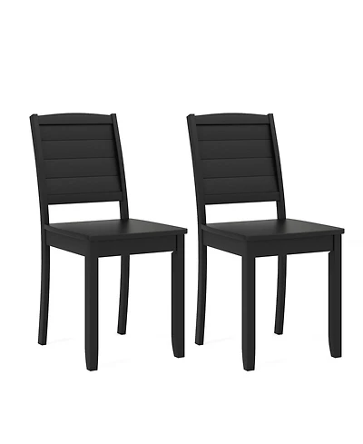 Slickblue Set of 2 Wooden Dining Chairs, Armless Kitchen Chairs with Durable Rubber Wood Legs