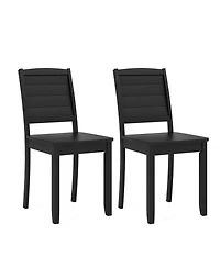 Slickblue Set of 2 Wooden Dining Chairs, Armless Kitchen Chairs with Durable Rubber Wood Legs