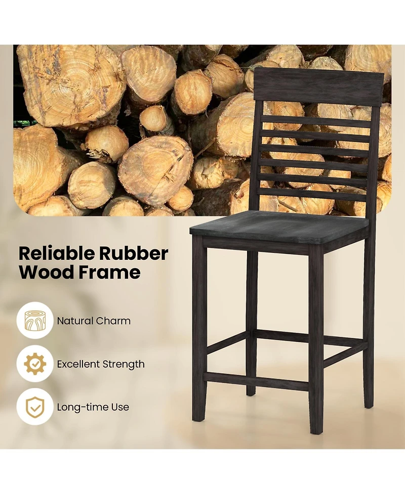 Sugift Dining Chair Set of 2 with Footrests and Solid Wood Frame