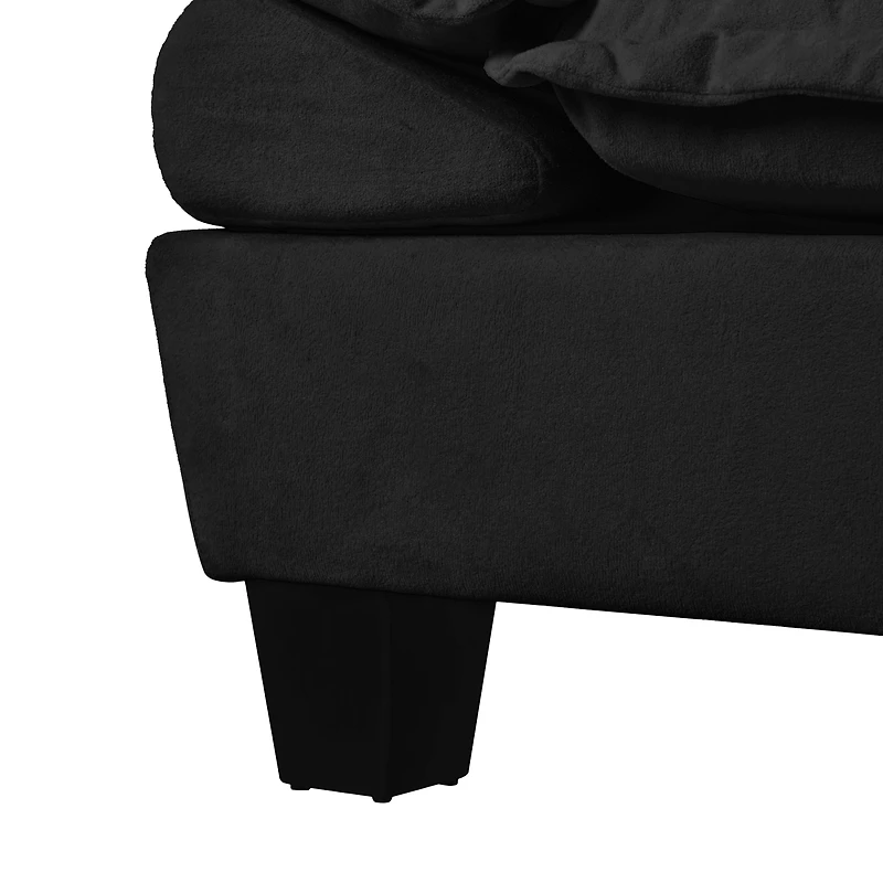 Streamdale Modular U-Shape Cloud Couch with Storage, Cup Holders, Usb and Ottomans, Black