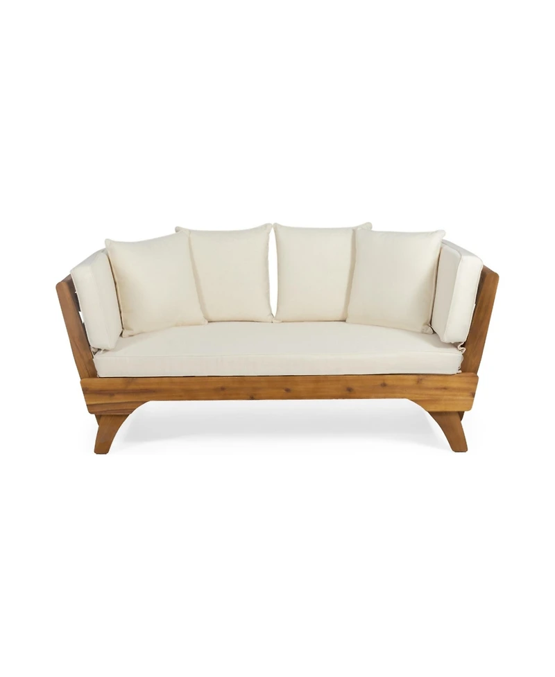 Mondawe Expandable Outdoor Daybed with Cushions - Wood Patio Couch