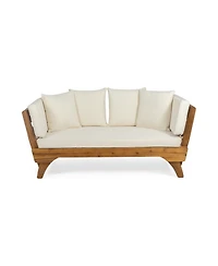 Mondawe Expandable Outdoor Daybed with Cushions - Wood Patio Couch