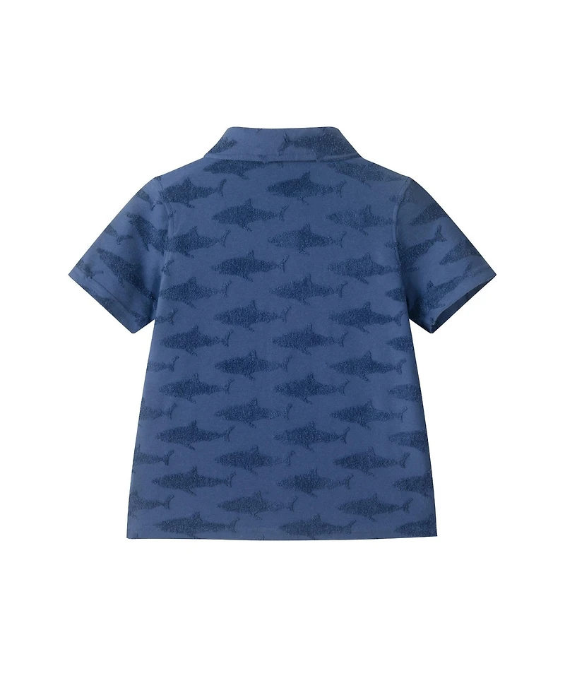 Andy & Evan Big Boys Shark Reverse Jacquard Button down Set